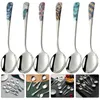 Spoons 6 Pcs Hand-Pulled Noodle Stainless Steel Round Spoon Soup Rice Metal For