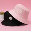 Chapeau de pêcheur marguerite brodé Double face pour femmes, chapeau seau polyvalent et décontracté de Protection solaire, printemps et été