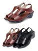 WOIZGIC Donna Vecchia Madre Laides Sandali Femminili con Plateau Scarpe in Pelle PU Antiscivolo Spiaggia Estate Fresca con Cerniera Taglia 35-41 PGP-1153 231227