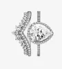 925 Sterling Silver Teardrop Ring Cz Diamond Fits Original Box Wedding Rings Set Ladies Engagement Jewelry9915263