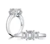 Pierścienie klastra Prawdziwe 925 Solidne srebrne biżuterię 5x7mm szmaragdowe wycięte symulowane diamond moissanite dla kobiet Wedding Fine Gift9986584