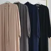 Ethnic Clothing Abaya Set Crinkle Fabric Open Inner Long Dress Islamic Muslim Women Dresses Turkish Kaftan Ramadan Eid