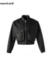 Mauroicardi printemps automne cool court lâche noir hard pu cuir bomber veste hommes poches de luxe de luxe de luxe 231227