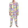 Herren Nachtwäsche Pferd Frühling Süßes Tier lässig Oversized Pyjama Sets männlicher Langarmanzug Weicher Freizeit Anzug