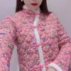 Damengrabenmäntel Cheongsam Baumwolljacke Chinesische Stil große Blumenjacken Imitation Alte gepolsterte leichte dünne Mantel Weibchen