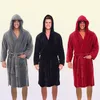 Herrrockar män casual bathrobe höst vinter solid huva handduk mjuk klänning midi mantel nattklänning han lös hem slitage 2208268417550