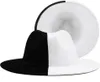 Black White Patchwork Wool Felt Jazz Fedora Mulheres unissex Brim Brim Panamá Partido Trilby Cowboy Cap Men Hat de casamento 2207184018165