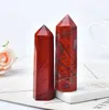 Natural Stone Crystal Point Red Jasper Healing Obelisk Quartz Wand Tower Ornament för Home Decor Energy Stone Pyramid