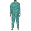 Men's Sleepwear Green Paisley Pajamas Men Vintage Print Cute Soft Room Nightwear Autumn 2 Pieces Aesthetic Oversized Pattern Pajama Sets