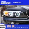 Feu de jour DRL pour BMW X5 E53, phare LED 04-06, indicateur de clignotant, faisceau haut, lentille de projecteur Angel Eye