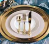 Vintage Western Gold Plated Cutery Dining Knives Forks TESPOONS SET Golden Luxury Dinner Ytters Gravering Tableware4309072