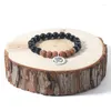 Strand Yuokiaa 8 mm Vintage Fashion Natural Bodhi Black Agate Beads Pendant Bracelet avec une méditation de guérison spirituelle Cadeau de bijoux