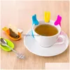 5 färger Sile Gel Rabbit Shape Tea Bag Infuser Holder Candy Color Mug Gift Sil Stand AA Drop Delivery Dhhro