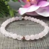 Mg0967 da 6 mm opaco al quarzo rosa bracciale rosa in oro rosa color bracciale di alta qualità cristalli di guarigione di alta qualità yoga mala gioielli291d