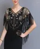 Sjaals Dames Jaren '20 Lovertjes Sjaal Met Kwastjes Kralen Parel Franje Sheer Mesh Wraps Gatsby Flapper Bolero Cape Cover Up12500255