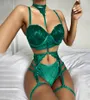 Vrouwen Sexy Set Lingerie Vrouwelijk Perspectief Kanten Ondergoed Halter Kousenband Nachtkleding Porno Intieme Erotische Lingerie Sex Kostuums Bra1523315