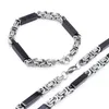 Necklace Earrings Set AMUMIU Stainless Steel Black Box Link Chain For Men Jewelry Fashion Byzantine Bracelet KTZ188