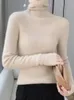 Women Turtleneck Sweater Autumn Winter Slim Basic Bottoming Pullover 100% Merino Wool Soft Kniwear Korean Clothes Tops 231228