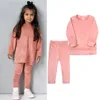 2023 Spring Kids Girl Suit Długie rękawowe spodnie Solidne ubrania dla niemowląt maluchek pullover bluzka