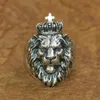 Ringos de cluster Linsion 925 Sterling Silver Lion King Ring Mens Biker Punk Animal Ta190 Tamanho 7-152330