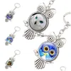 Porte-clés Mise à jour Antique Sier Hibou Forme Verre Cabochon Porte-clés Porte-clés Porte-clés Sac Suspend Bijoux De Mode Will Et Drop Del Dhgarden Dhl8A