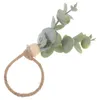 Table Cloth Eucalyptus Napkin Ring Greenery Holder Farmhouse Boho Leaf For Wedding