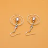 Earrings Fashion Real Natural Pink Pearl Crystal 925 Sterling Silver Dangle Drop For Women Fine Jewelry Wedding Prom