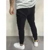 Herrtryck rippade stretch denim svart mager jeans mode y2k streetwear fancy color brev målade avsmalnande penna byxor