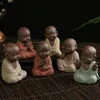 Buddha Statues Little Monk Color Sand Ceramic Art Home Club Geomantic Decoration Figurine Tea Pet Home Decoration Accessories 231228