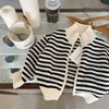 Pull pour enfants automne garçons et filles mode Simple rayure tricoté Cardigan bébé fermeture éclair manteau 231228