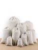 Present Wrap 50st Cotton DrawString Påsar Packing Pouches återanvändbar muslinförvaring för bröllop födelsedag gynnar fest jul4273526