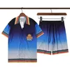 Casa Casual Two Piece Set Shirt High Quality Men's Beach Kort ärmskjorta Set Summer Men's Fashion Shorts Shorts M-XXXL