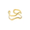 Cluster Rings Curved Twisted Wave For Women Gold Plated Open Adjustable Double Layered Stainless Steel Ring Aesthetic Jewelry Anillos