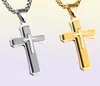 Hip Hop Cross Pendant Necklace For Men New WhiteBlack Gold Color Rostfritt stål 55 cm Box Link Chain Male Gift2051541