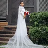 Illusion Trumpet Wedding Dress para Noiva Elegante Mangas Compridas Alta Neck Lace Vestidos de Noiva para Africano Árabe Mulheres Negras Menina Casamento Custom Made D089