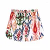 Women's Shorts Women Vintage Ethnic Style Printing Casual Female Elastic Waist Drawstring Loose Clothes P2208