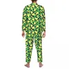 Men's Sleepwear Pajamas Men Tropical Banana Sleep Fruit Print 2 Pieces Loose Pajama Set Long Sleeve Cute Oversize Home Suit