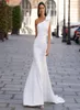 Vestidos robes de mariée sirène satin sexy one épaule sans manches robe nuptiale whiteivory plage de mariage robe de fête avec arc 20219282750