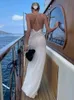 Fantoye Deep V Neck 3D Flower Women Long Dress Black Backless Spaghetti Strap Evening Female Summer Elegant Party Clubwear 231228