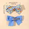 Hair Accessories 2Pcs/Set Cute Girls Flower Baby Print Clips Bows Children Handmade Hairpin Barrettes Headwear Kids Gifts