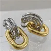 Pendientes 925 Cangles plateados Candelier simple French American Gold Gold Letter Metal Circle Light Luxury Sense Square WI290D