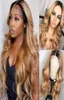 Body Wave Brasilian Remy Human Hair Wigs Glueless 13x6 Silk Base Spets Front Wigs Ombre 27 Blond Color Pre Plucked Bleached Knots25482118