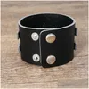 Jewelry Leather Bangle Cuff Wide Mtilayer Wrap Button Adjustable Bracelet Wristand For Men Women Fashion Jewelry Drop Delivery Baby, K Dhmut