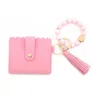 Party Favor Pu Leather Bracelet Wallet Keychain Tassels Bangle Key Ring Holder Card Bag Sile Beaded Wristlet Keychains Ss1118 Drop Del Dhoby