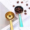 Coffee Scoops Colorf Kitchen Supplies 2 In 1 N Stainless Steel Sealing Clip Coffee Bean Milk Powder Punching Dose Spoon Cafe Measuring Dhjbr