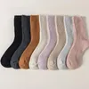 Kadın SOCKS 1 Çift Pamuk Çok Düz Renkler Sokken Konfor Orta Tüp Çorap Elastik Slip Sonbahar Yumuşak Sokkens Chaussette