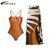 ZAFUAZ 2023 Sexy Push Up Swimwear Women Retro Print Biquini Skirt Cover Monokini Brazilian Swimming Suit Dress 231227