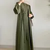 Ethnic Clothing Abaya Set Crinkle Fabric Open Inner Long Dress Islamic Muslim Women Dresses Turkish Kaftan Ramadan Eid