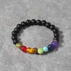 Strand YUOKIAA 8mm Natural Stone Seven Chakra Beads Treatment Bracelet Prayer Adjustable Buddha Head Jewelry Gift