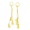 Dangle Earrings Real 14 K Yellow Gold Color For Women Fine Orecchini Bizuteria Gemstone 14K Garnet Jewelry Drop